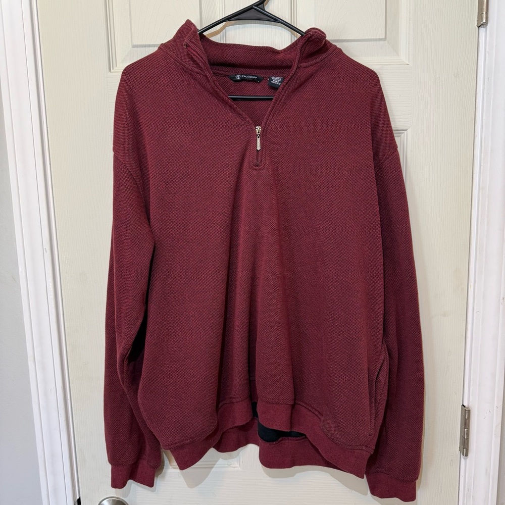 Pro Tour Burgundy Quarter Zip Pullover Golf Sweater Size XL